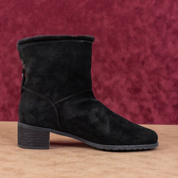 Stuart Weitzman Women Black Suede Soft Faux Fur Lined Back Zip Ankle Boots sz 9. - Picture 8 of 8
